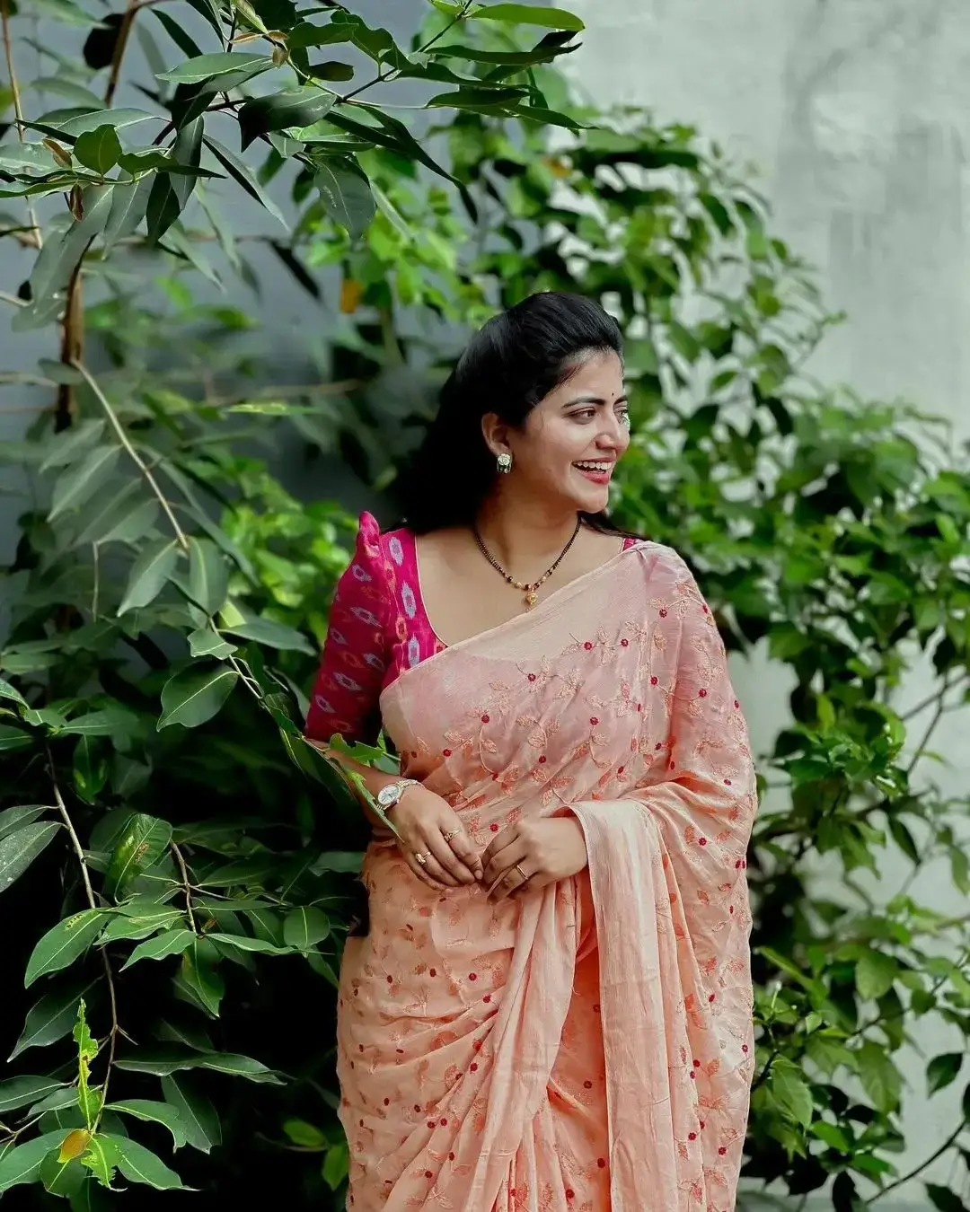 Hyderabad TV Actress Shiva Jyothi in Pink Saree